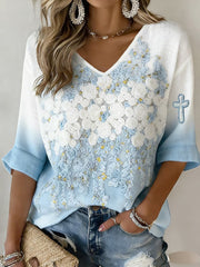 Women's Faith Print Casual T-shirt