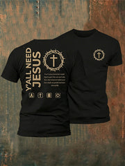 Men's Christian Y'All Need Jesus Jesus Cross Short Sleeve T-shirt