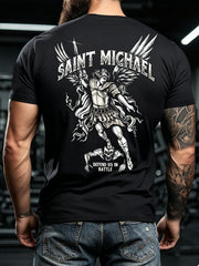 Men's Faith Saint Michae Art Veteran Printed T-shirt