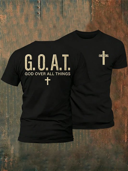 Men's Christian God over All Things Cross Short Sleeve T-shirt