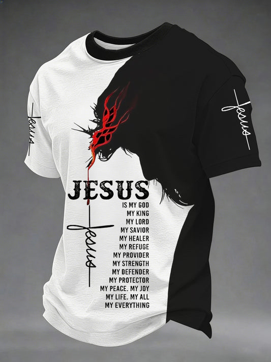 Men's Jesus Print Casual Tee