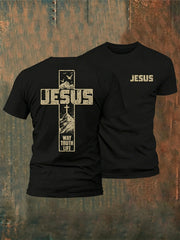 Men's Christian The Way, The Truth, The Life Jesus Cross Short Sleeve T-shirt
