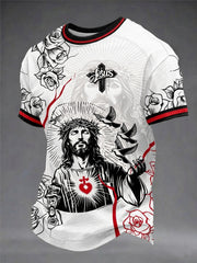 Men's Jesus Print Casual Tee