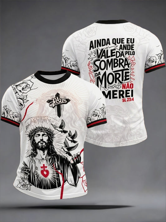 Men's Jesus Print Casual Tee