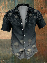 Men's Vintage Skull Art Faith Printed Shirt