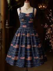 Women's Independence Day Retro Printed Elegant Dress