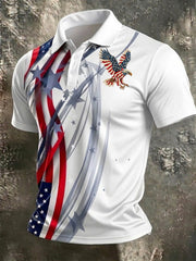 Men's America Flag Eagle Printed Shirt