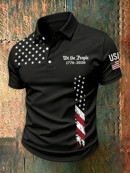 Men's Independence Day Flag 1776 Print  Short Sleeve Top
