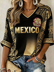Women's Mexico Football Lover Printed T-shirt