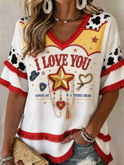 Women's I knew You Country Music Lover Printed Linen Tops