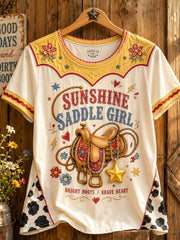Women's I knew You Country Music Lover Printed Linen T-shirt