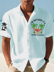 Men's I'm Retired It's 5 O'clock Everywhere Parrot Print Casual Waffle Short-Sleeve Shirt
