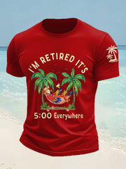 Men's I'm Retired It's 5 O'clock Everywhere Parrot Print Casual Tee