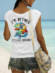 Women's I'm Retired It's 5 O'clock Everywhere Parrot Print Casual Sleeveless T-Shirt