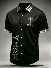 Men's Jesus Print Casual Shirt