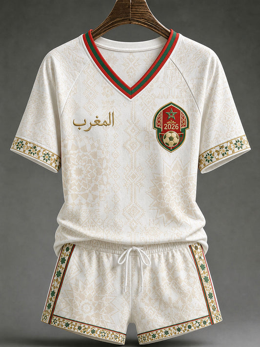 Women's 2026 Morocco Football V-Neck T-Shirts