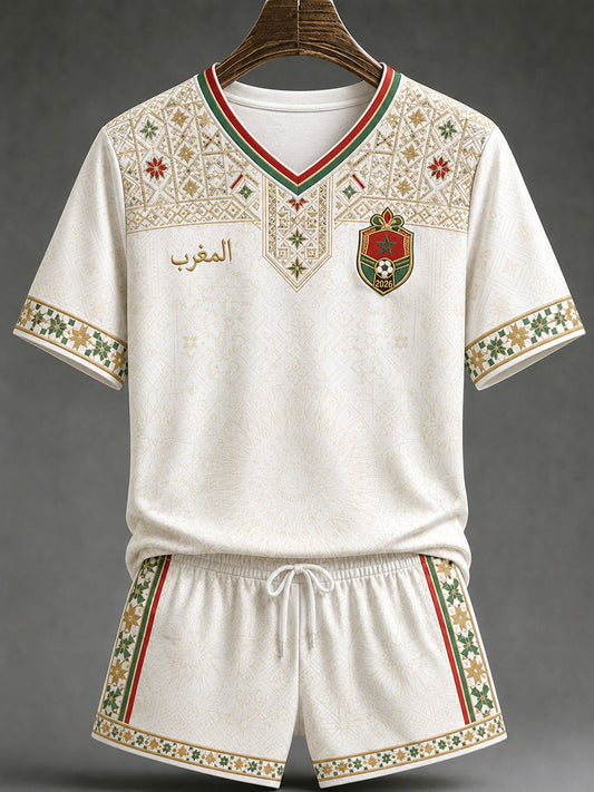 Women's 2026 Morocco Football V-Neck T-Shirts