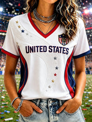 Women's Gift For Soccer Fans Print Casual V-Neck Tee