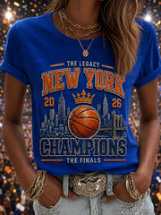 Women's Champions 2026 Gift For Basketball Fans Print Short Sleeve T-shirt