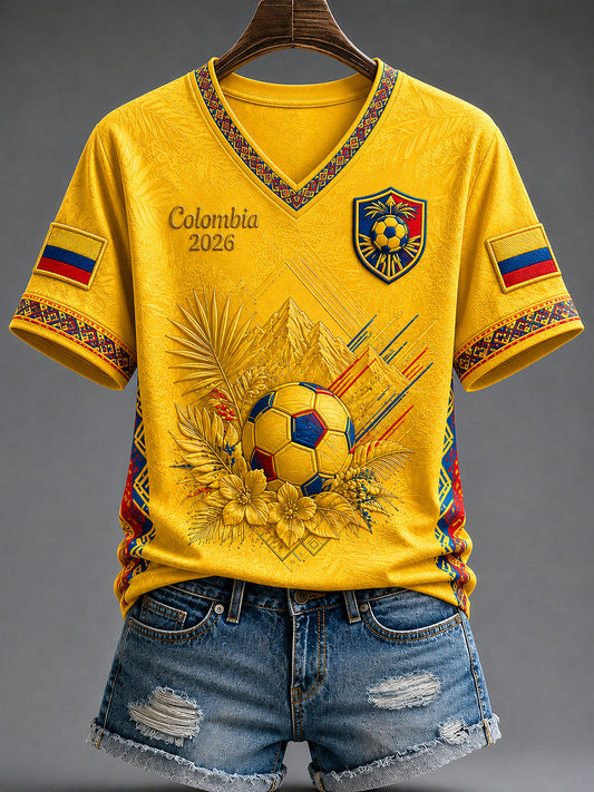 Women's 2026 Colombia Football Print Casual T-Shirt