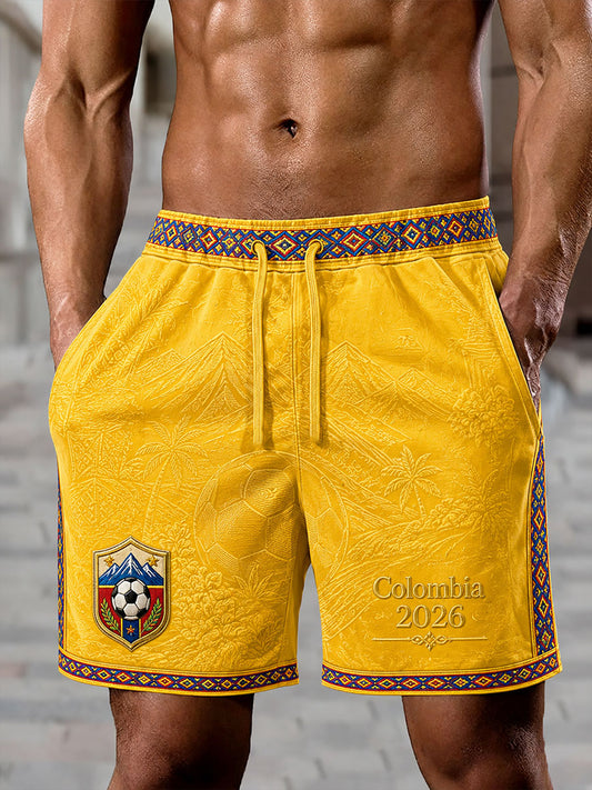 Men's 2026 Colombia Football Print Casual Shorts