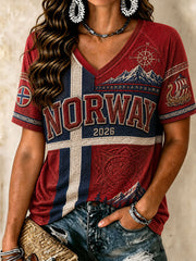 Women's Norway Football Casual Sport-Style T-Shirt