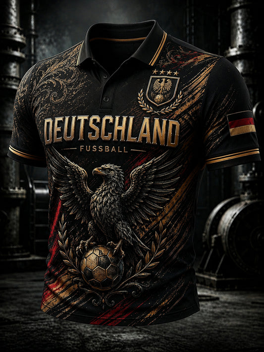 Men's Germany Football Fan Print Three-button Shirt