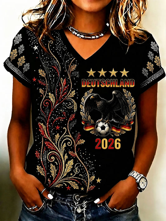 Women's Germany Football Fan Print T-shirt