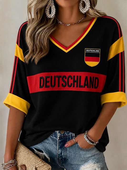 Women's Germany Football Fan Graphic Waffle T-shirt