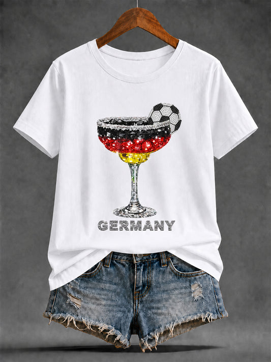 Women's Summer Football Print Casual T-shirt