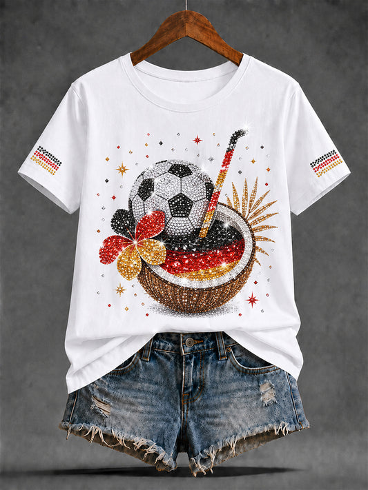 Women's Summer Football Print Casual T-shirt