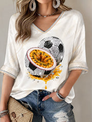 Women's Summer Fruit Football Art Design T-shirt