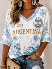 Women's Argentina Football Print Casual T-shirt