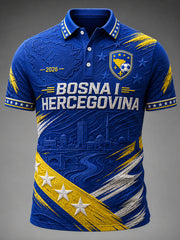 Men's Bosnia Football Lover Art Printed Casual Short Sleeve Tops