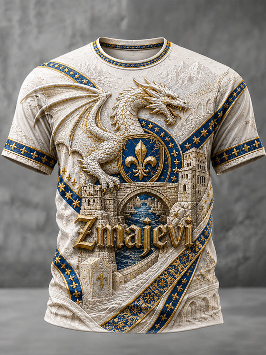 Men's Bosnia Football Lover Dragon Art ZMAJEVI Printed T-shirt
