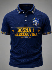 Men's Bosnia Football Lover Art Printed Casual Short Sleeve Tops