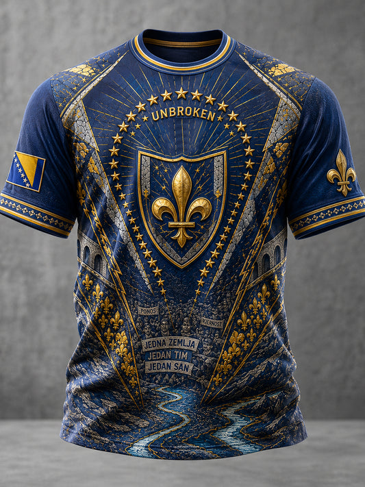 Men's Bosnia Football Lover Dragon Art ZMAJEVI Printed T-shirt