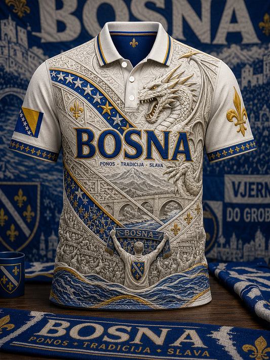Men's Bosnia Football Lover Dragon Art ZMAJEVI Printed Casual Tops