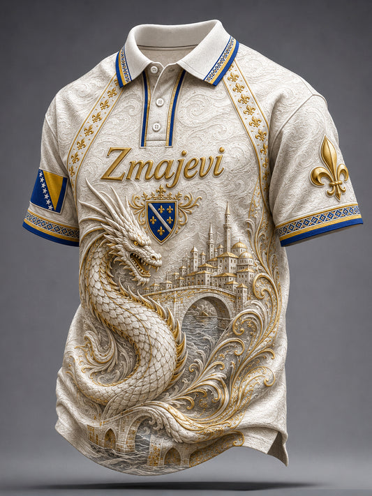 Men's Bosnia Football Lover Dragon Art ZMAJEVI Printed Casual Tops