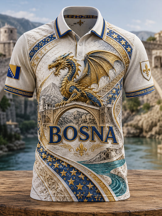 Men's Bosnia Football Lover Dragon Art ZMAJEVI Printed Casual Tops