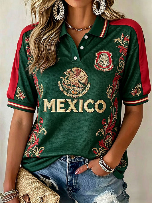 Women's Mexico Independence Day Art Printed Casual Tops