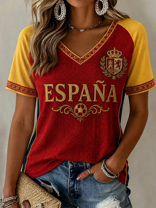 Women's Gift For Football Fans Print Casual V-Neck Tee