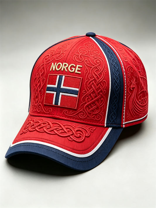 Unisex Norway Viking Ship Celtic Knot Flag Colorblock Print Cap