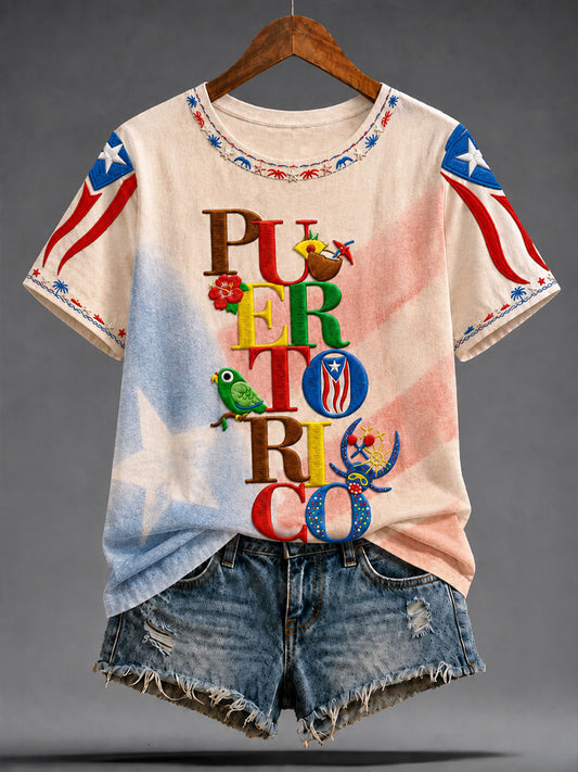 Women's Puerto Rico Pride Art Printed T-shirt
