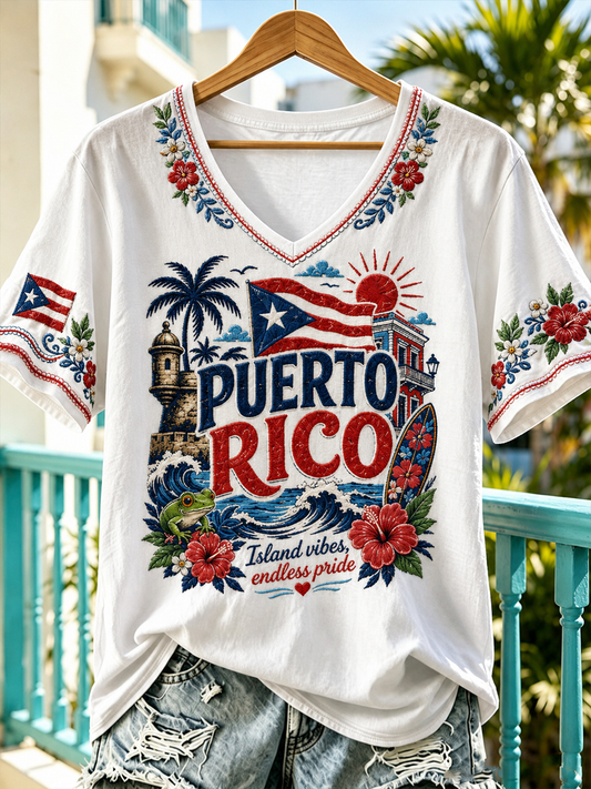Women's Puerto Rico Printed short-sleeved T-shirt