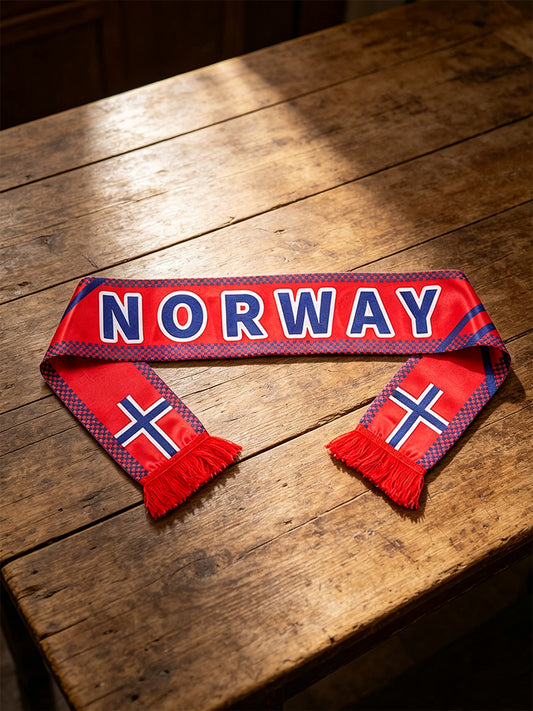 Norway Flag Norge Print Fringe Trim Scarf