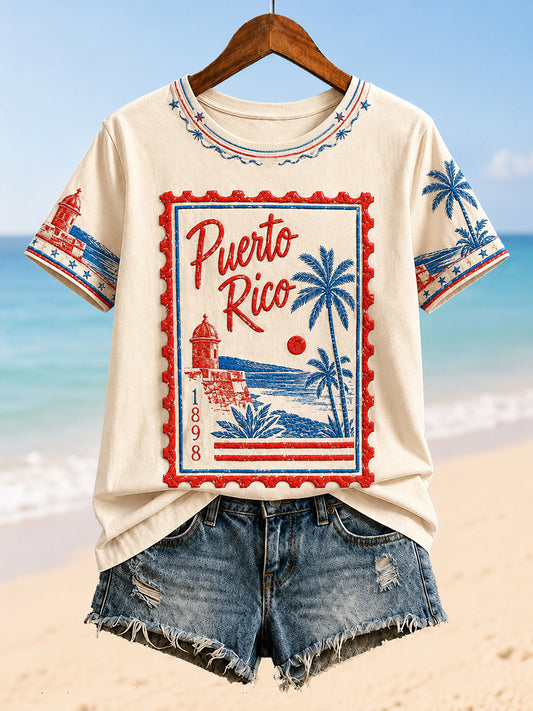Women's Puerto Rico Pride Art Printed T-shirt