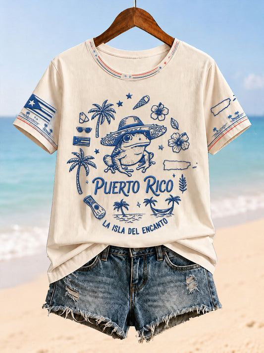 Women's Puerto Rico Pride Art Printed T-shirt