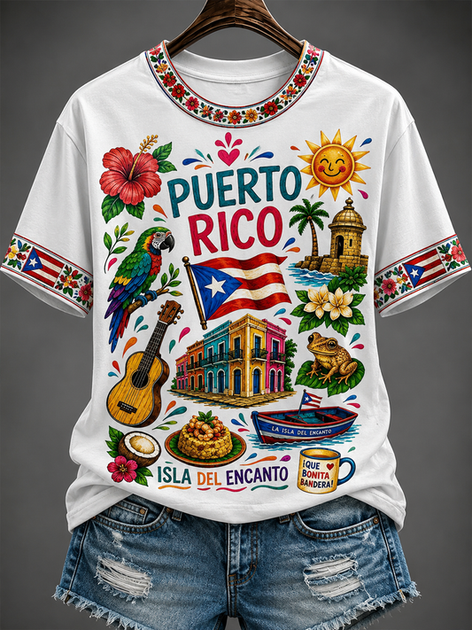 Women's Puerto Rico Printed short-sleeved T-shirt