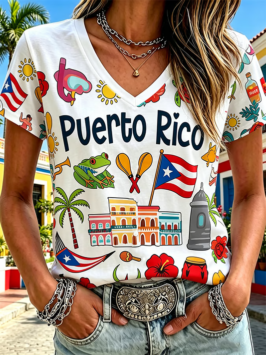 Women's Puerto Rico Printed short-sleeved T-shirt